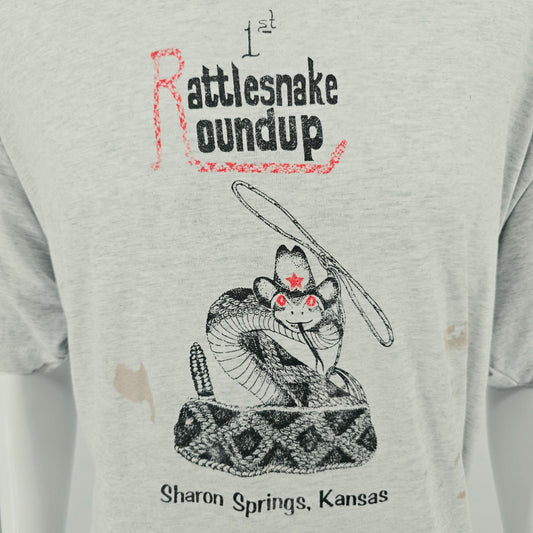 Vintage 1992 1st Rattlesnake Roundup Sharon Springs Kansas T-Shirt (XXL)