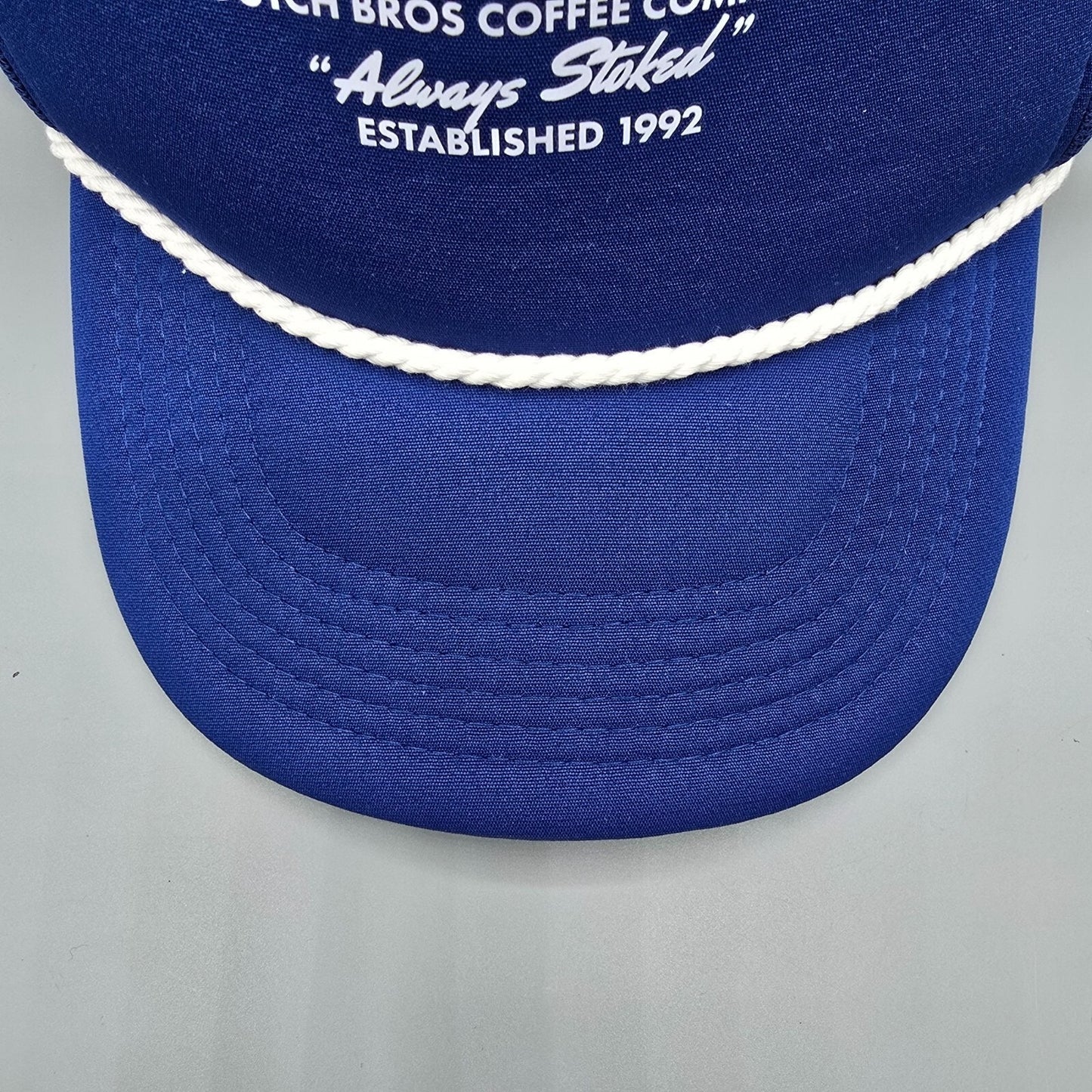Dutch Bros Coffee Company "Always Stoked" Blue Snapback Rope Brim Trucker Hat