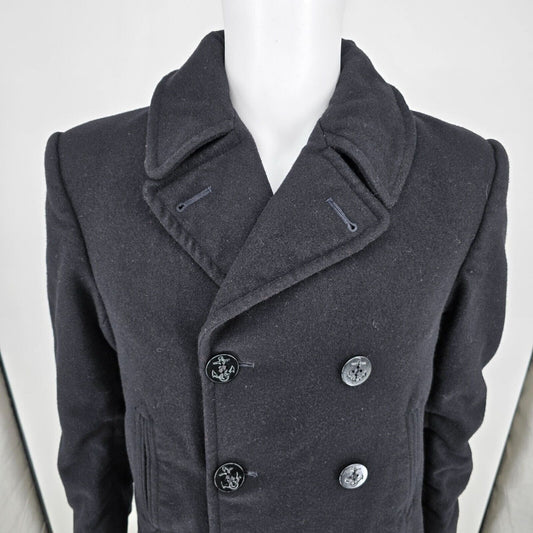 Vintage 1986 U.S Navy Major Wool Coat Company Black Enlisted Peacoat (38S)