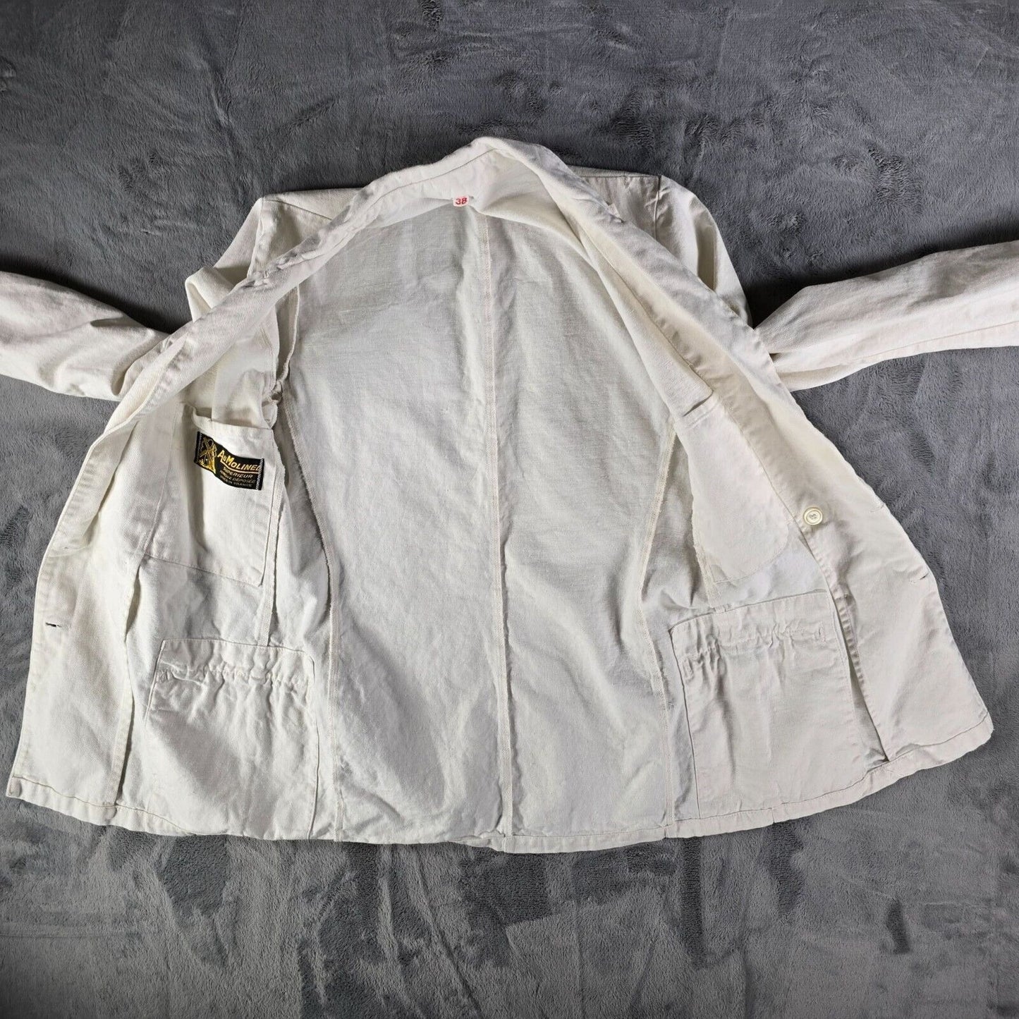 Vintage Distressed 1960s Au Molinel French Workwear Twill Utility Jacket (37R)