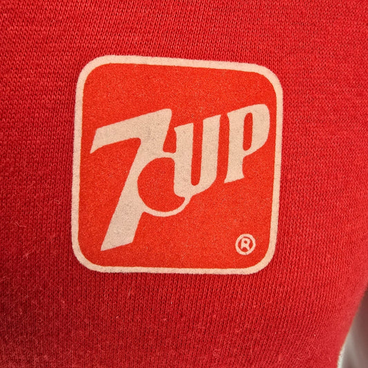Vintage 1980s 7UP Red V-Neck Extra-Long Single Stitch Promo Sleep Shirt (M)