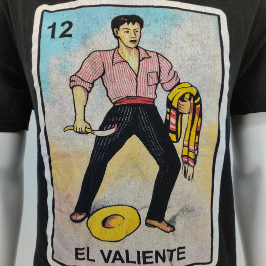 El Valiente The Brave One Card Mexican Bingo Graphic T-Shirt (Large)