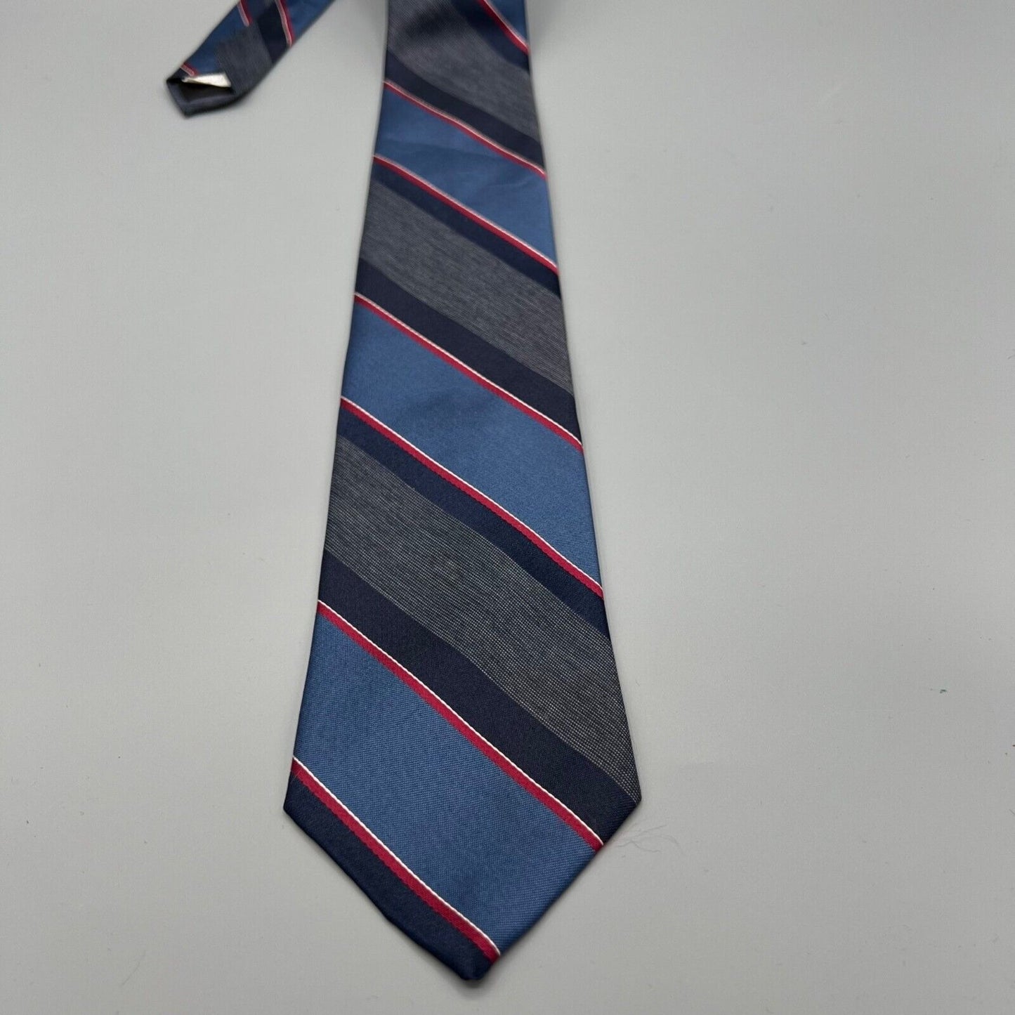 Vintage 80s Made in USA 615 Collection Striped Blue/Red/White Regimental Necktie