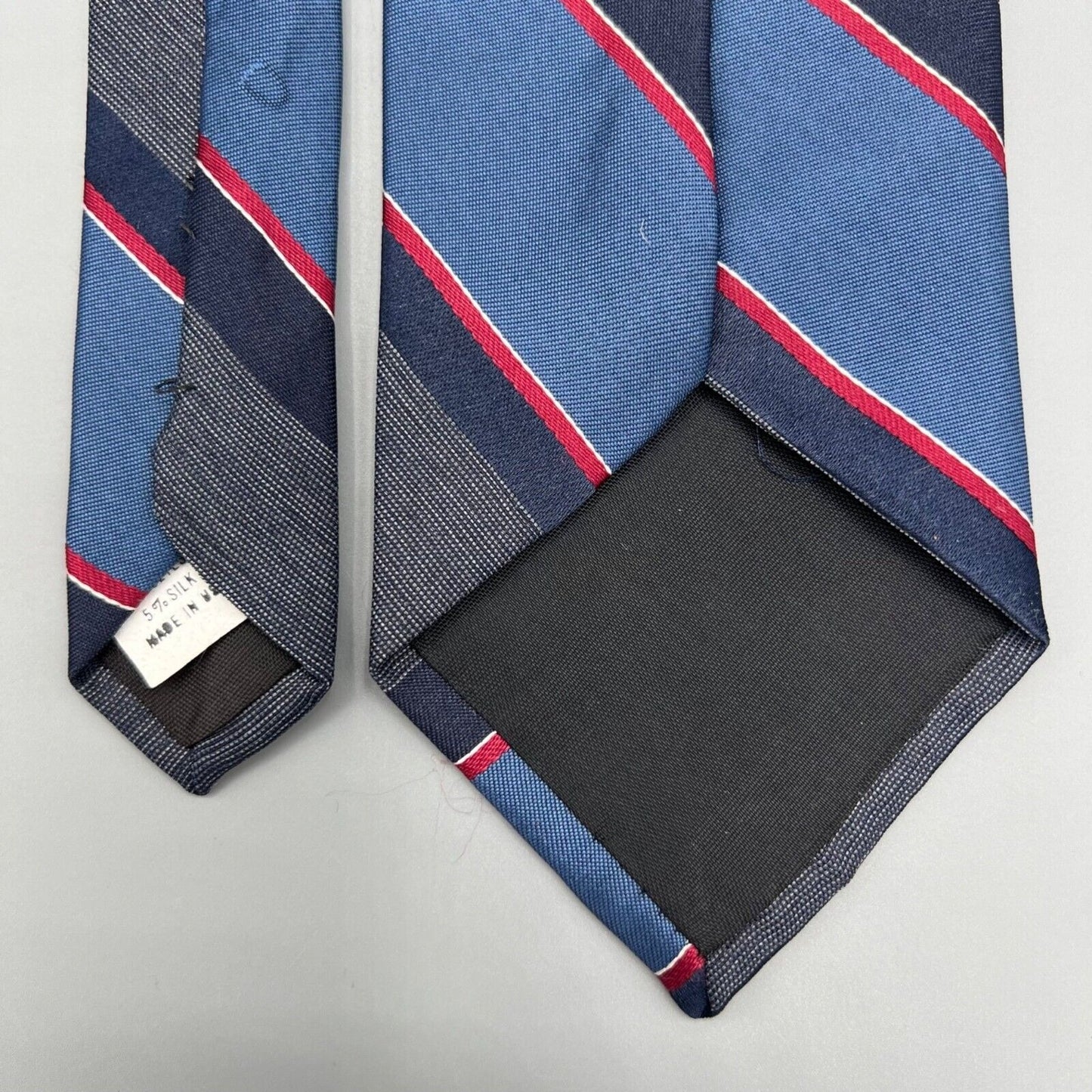 Vintage 80s Made in USA 615 Collection Striped Blue/Red/White Regimental Necktie