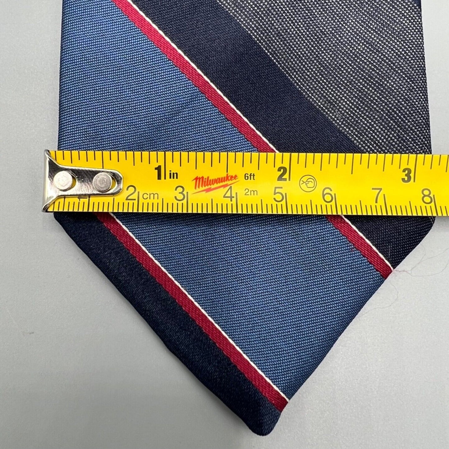 Vintage 80s Made in USA 615 Collection Striped Blue/Red/White Regimental Necktie