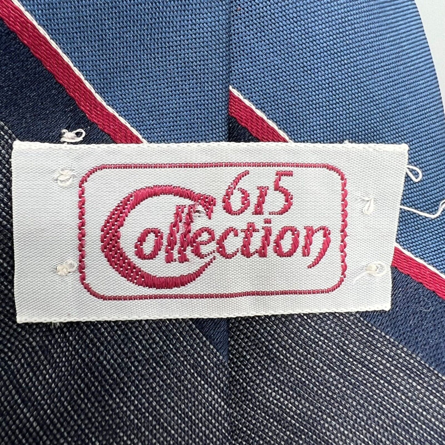 Vintage 80s Made in USA 615 Collection Striped Blue/Red/White Regimental Necktie