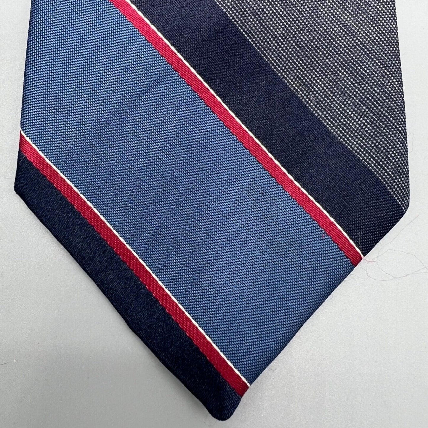 Vintage 80s Made in USA 615 Collection Striped Blue/Red/White Regimental Necktie