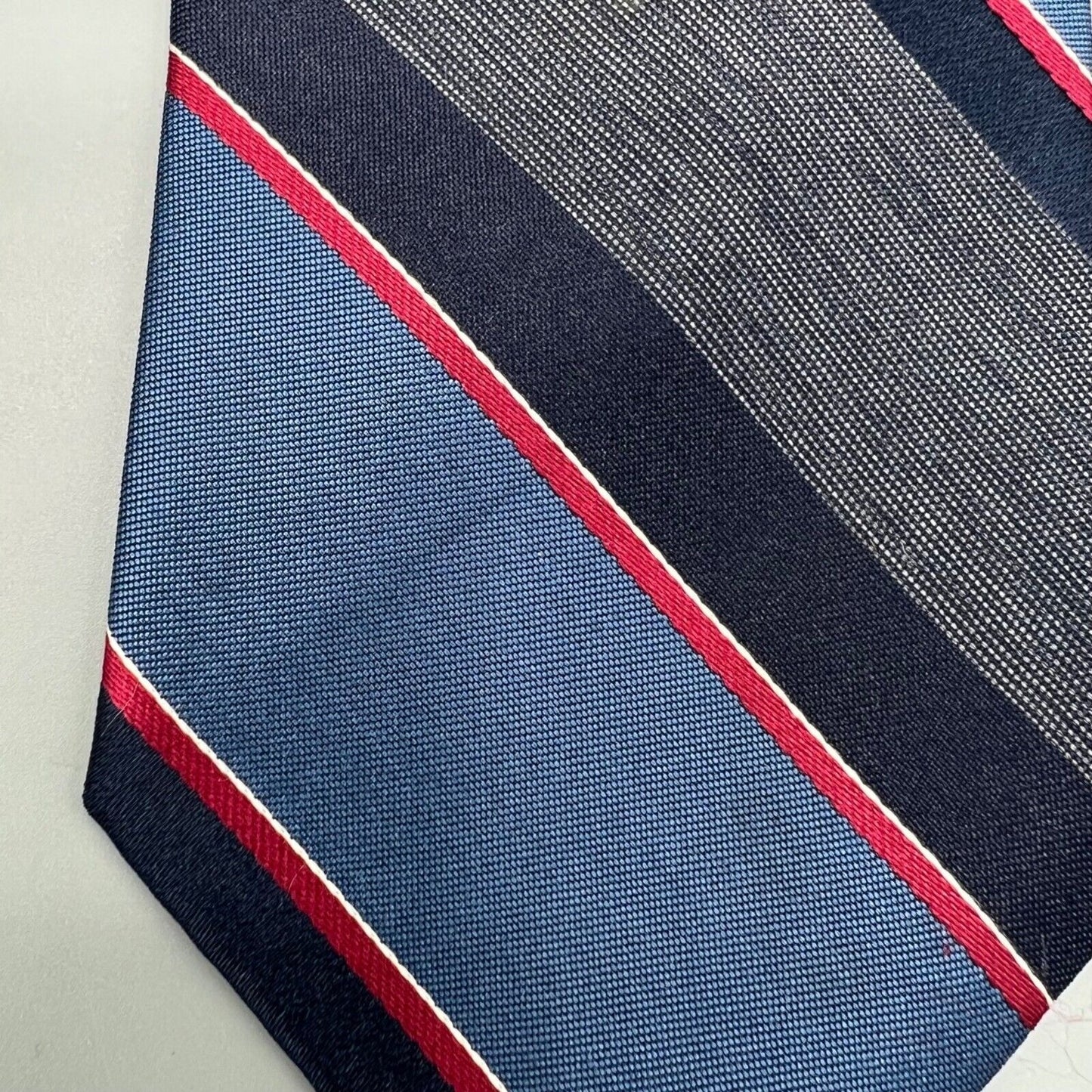 Vintage 80s Made in USA 615 Collection Striped Blue/Red/White Regimental Necktie