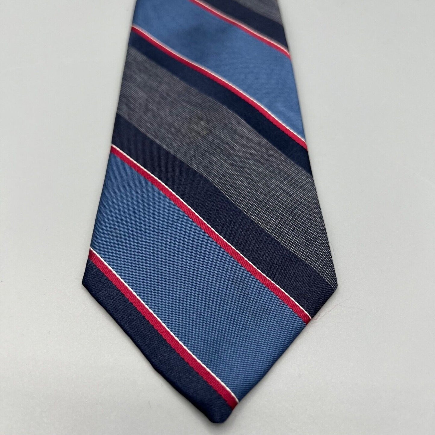 Vintage 80s Made in USA 615 Collection Striped Blue/Red/White Regimental Necktie