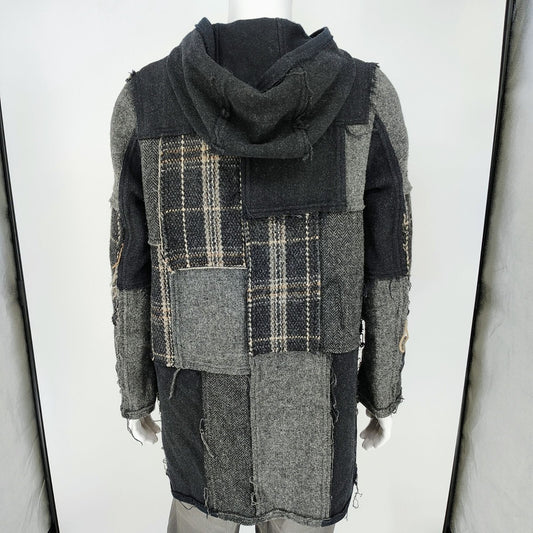 Comme Des Garcons SHIRT Hooded Toggle Closure Wool Patchwork Duffle Coat (S)