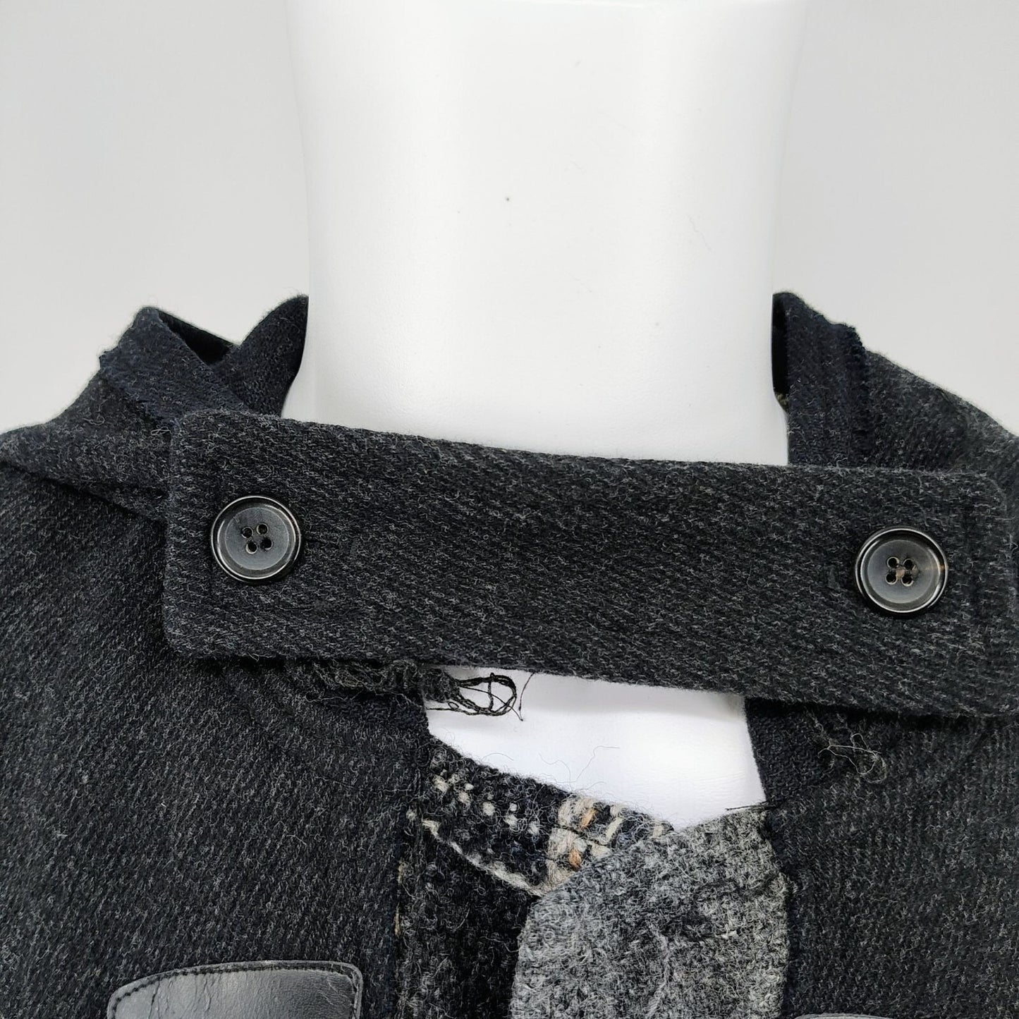 Comme Des Garcons SHIRT Hooded Toggle Closure Wool Patchwork Duffle Coat (S)