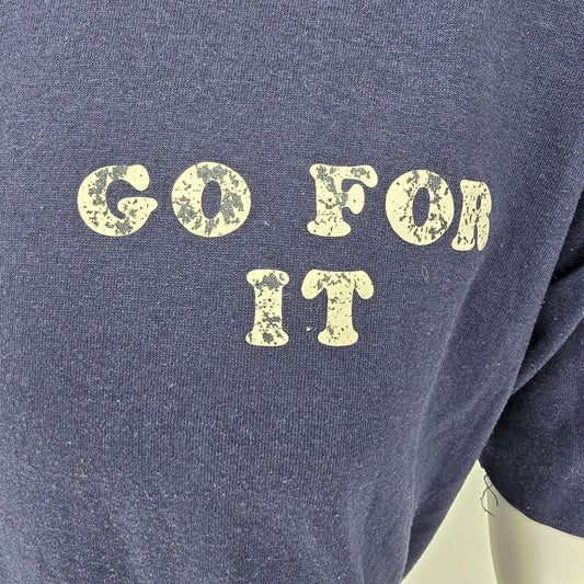 Vintage 1980s Russell Athletic "Go For It" & "Dunk Tank Wanda" Navy T-Shirt (L)