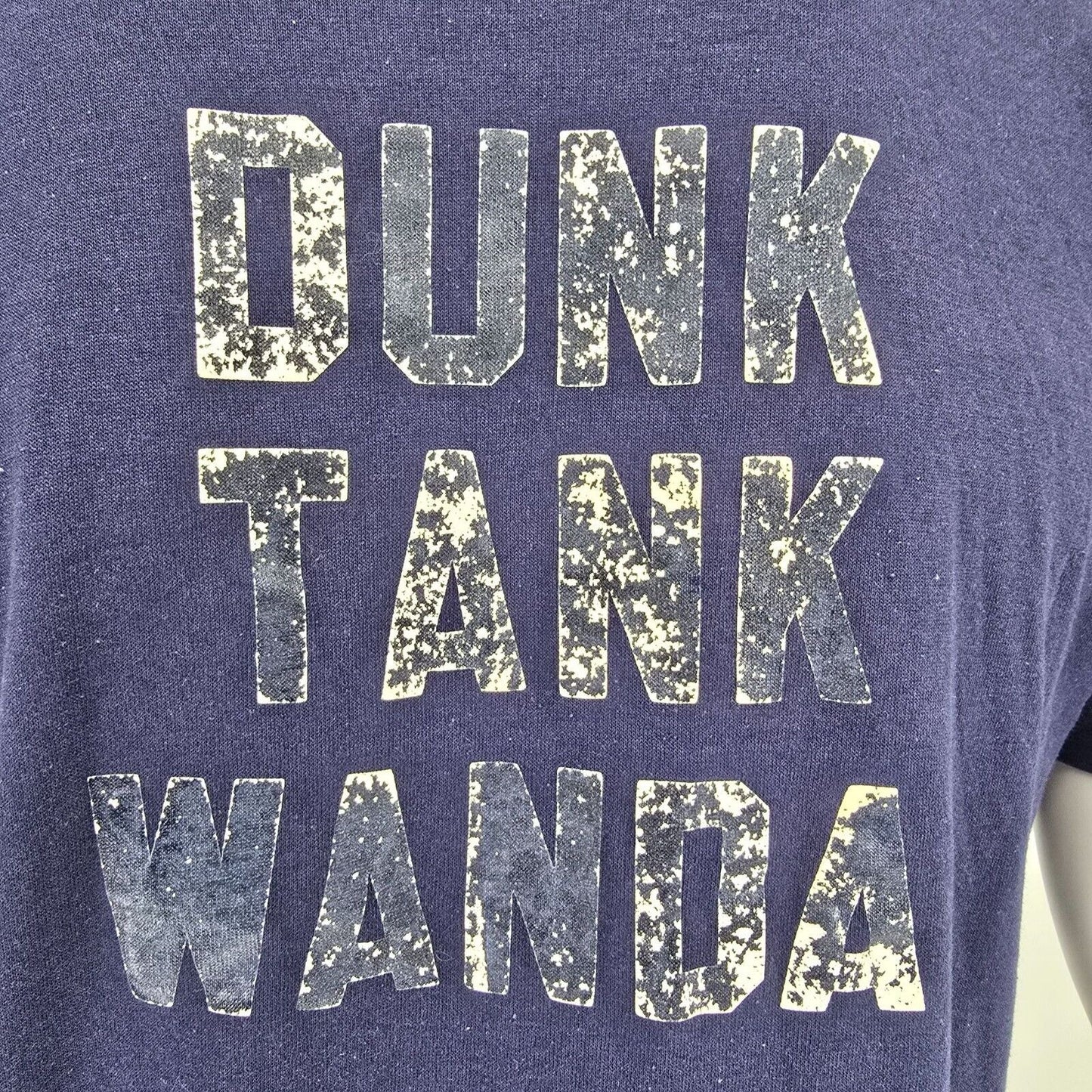 Vintage 1980s Russell Athletic "Go For It" & "Dunk Tank Wanda" Navy T-Shirt (L)