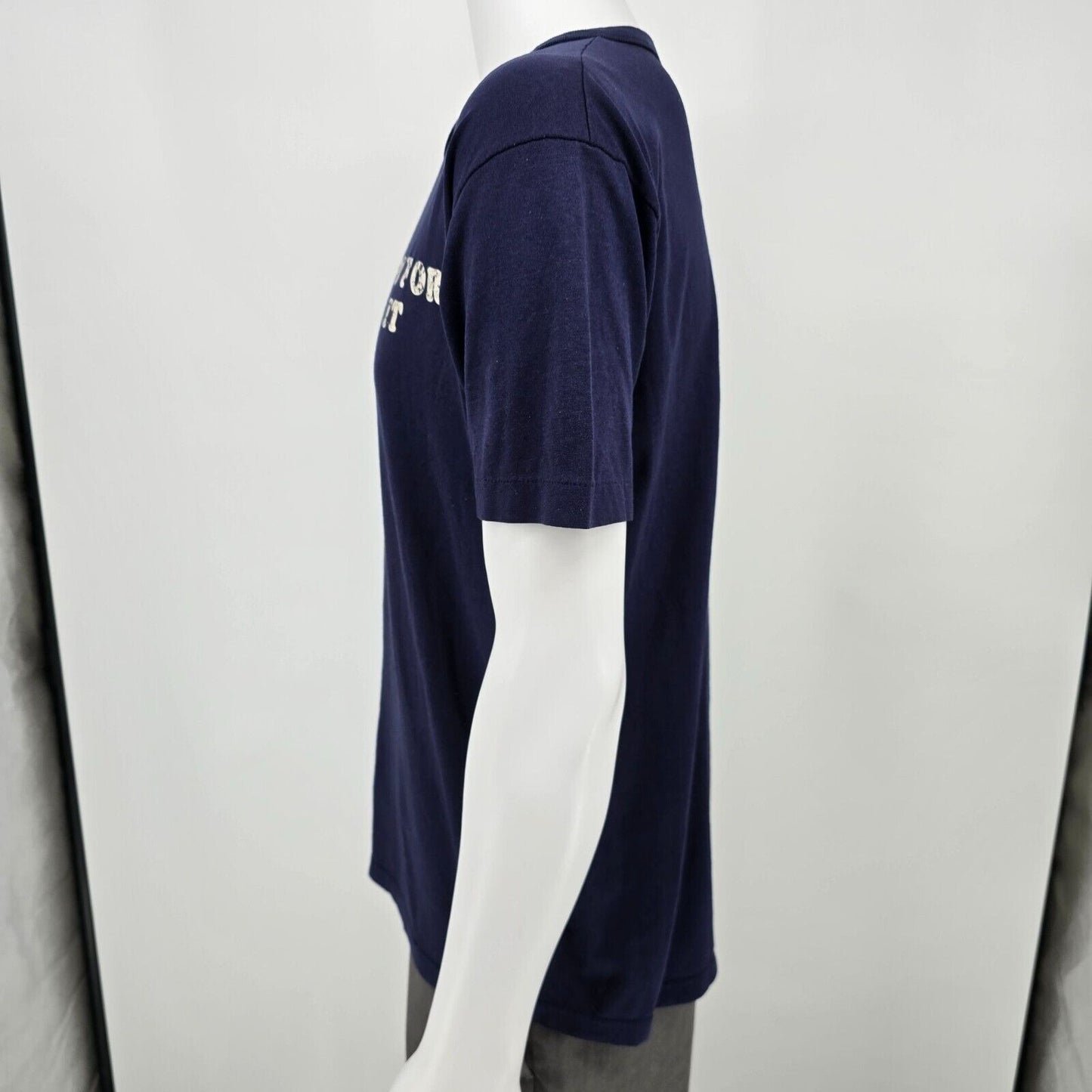 Vintage 1980s Russell Athletic "Go For It" & "Dunk Tank Wanda" Navy T-Shirt (L)