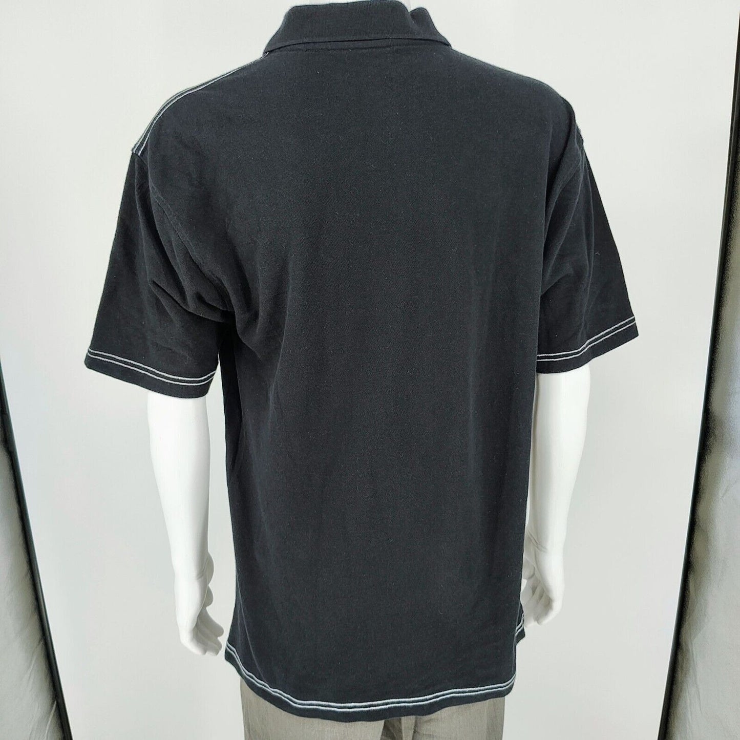 RARE Vintage Y2K Avirex "Legendary" Black Polo Shirt Skull & Flames Graphic (L)