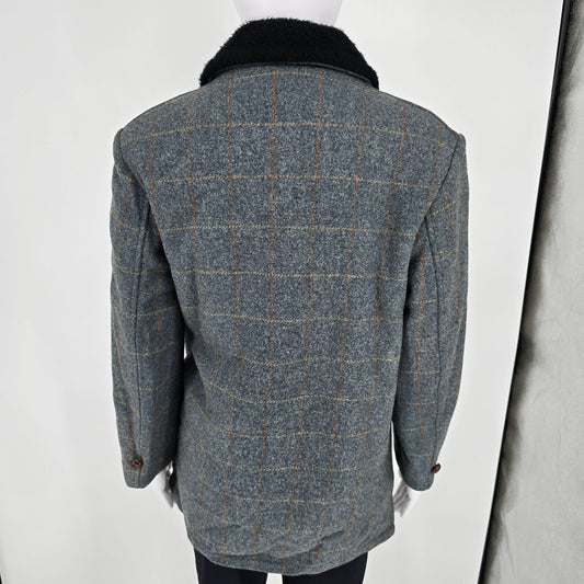 Vintage 1960s Weatherpal by Lee Wald Womens Faux Fur Collar Plaid Wool Coat (M)