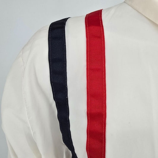 Vintage 1980s Field Sports White Striped Flag Patch Windbreaker Jacket (L)