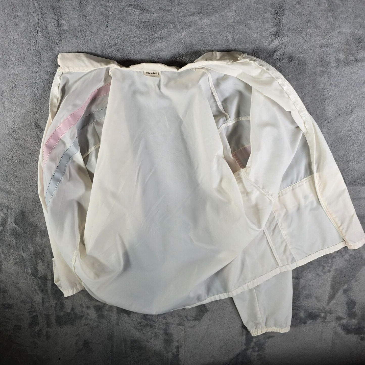 Vintage 1980s Field Sports White Striped Flag Patch Windbreaker Jacket (L)