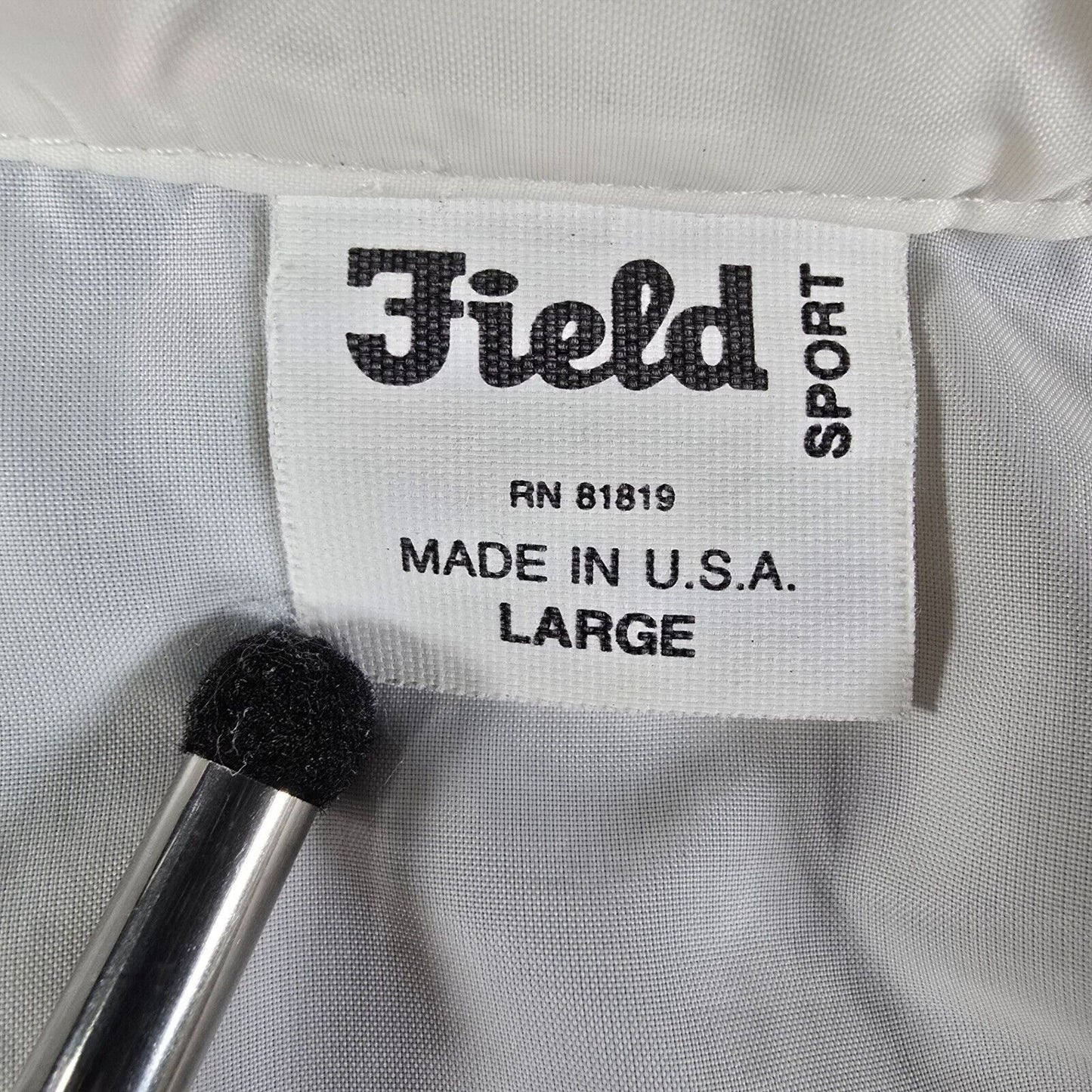 Vintage 1980s Field Sports White Striped Flag Patch Windbreaker Jacket (L)