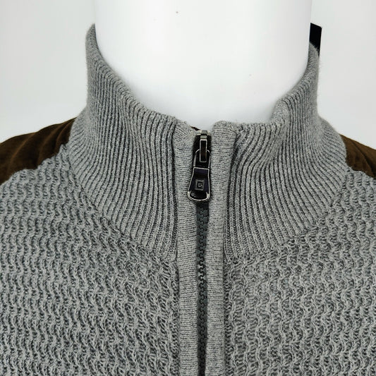 NWT Chaps Men's Gray Heather Full Zip Mock Neck Sweater Vest $70 Retail (Large)