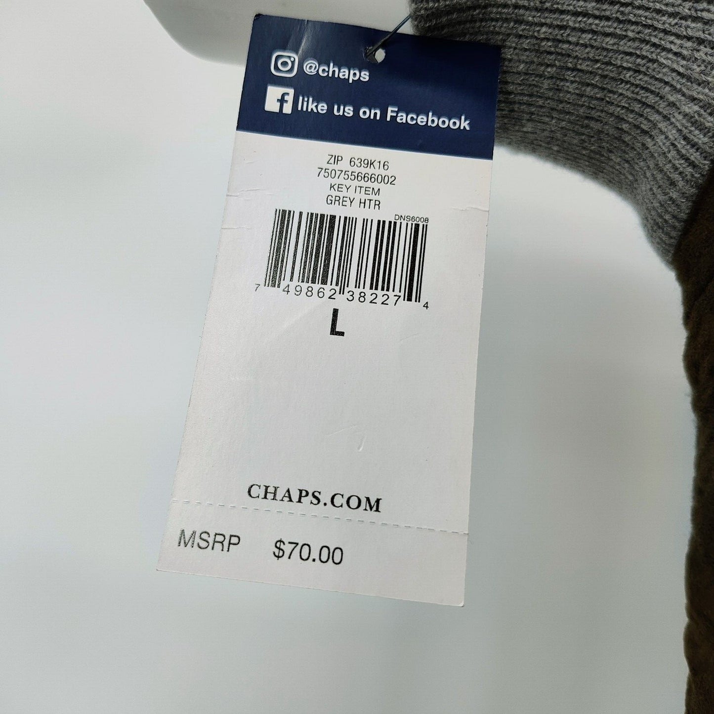 NWT Chaps Men's Gray Heather Full Zip Mock Neck Sweater Vest $70 Retail (Large)
