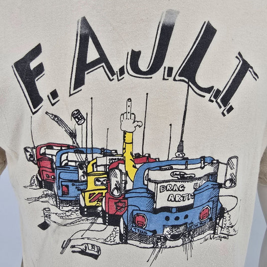 Thrashed Vintage 1970s Diamond Head Tee's F.A.J.L.T. Back Graphic T-Shirt (M)