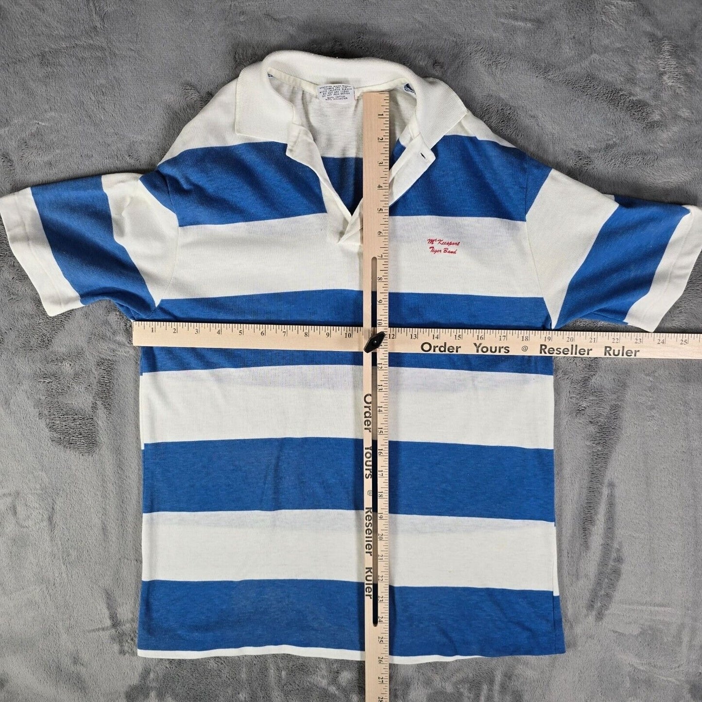 Vintage 1980s ScreenMates McKeesport Tiger Band PA Striped Rugby/Polo Shirt (M)