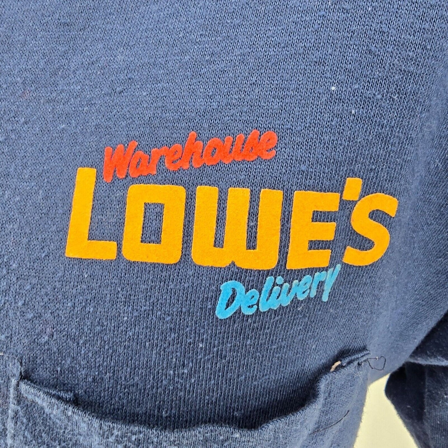 Vintage 1980s Blue Made in USA Lowe's Warehouse Delivery Polo Shirt (L)