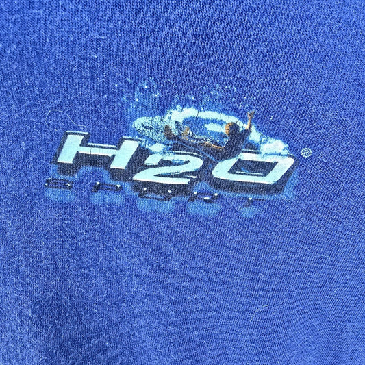 Vintage Late 1990s Bugle Boy H2O Sport Surf Graphic Blue Tank Top (Large)