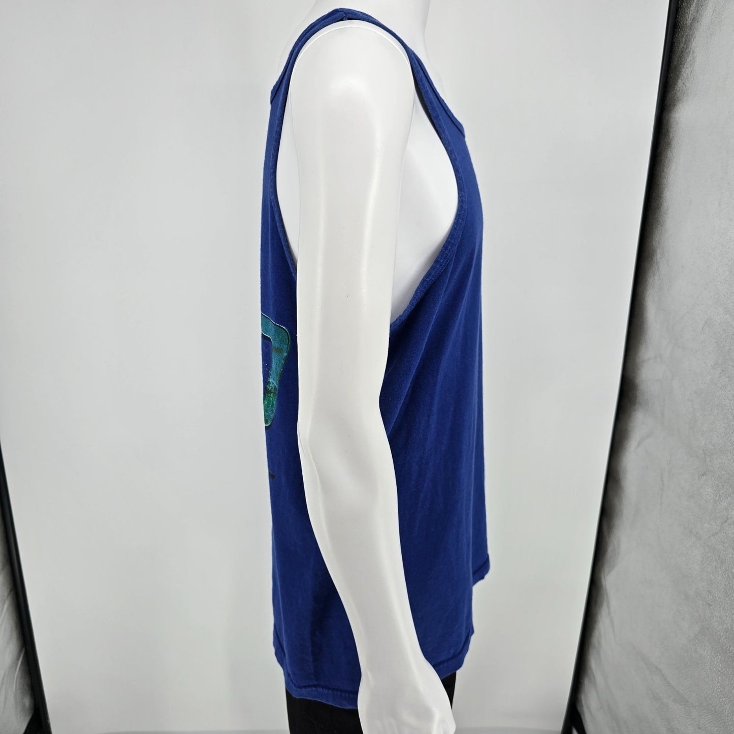 Vintage Late 1990s Bugle Boy H2O Sport Surf Graphic Blue Tank Top (Large)