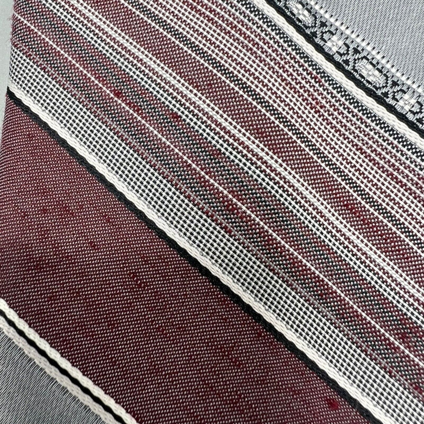 Vintage Silver & Burgundy Diagonal Striped Textured Pattern Tie (For crafting)