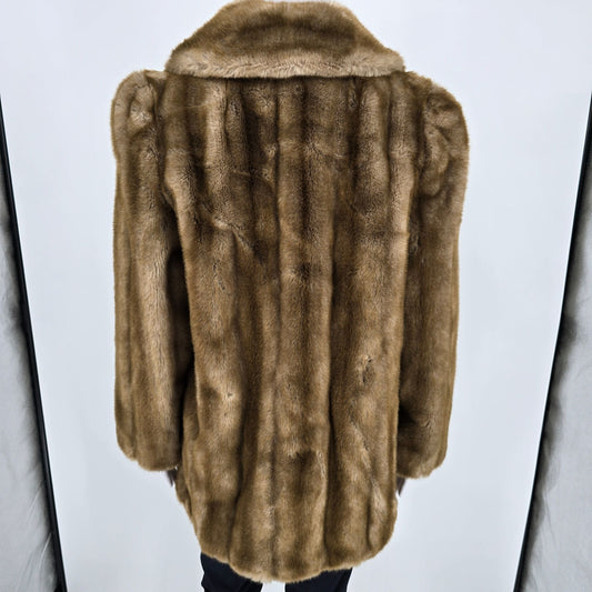 Vintage 1970s Unbranded Women's Tissavel France Faux Fur Mink Pattern Coat (L)