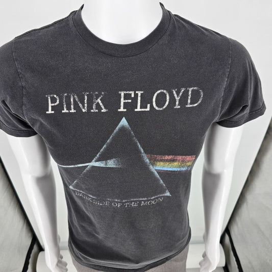 Vintage Y2K Pink Floyd Dark Side of the Moon Faded Black Graphic T-Shirt (S)