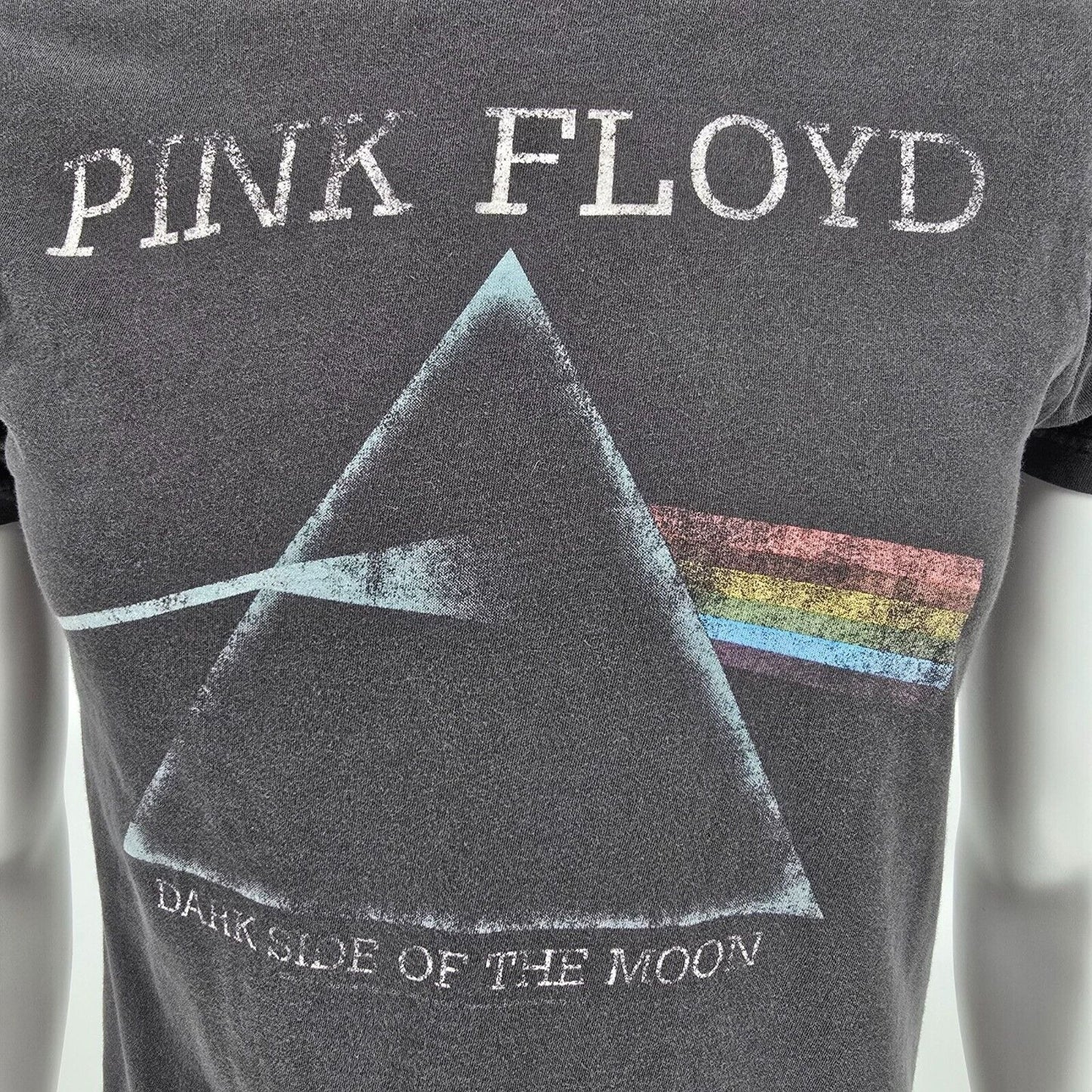 Vintage Y2K Pink Floyd Dark Side of the Moon Faded Black Graphic T-Shirt (S)