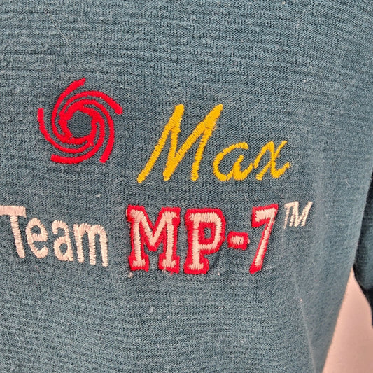 Vintage 1990s Oneita Heavyweight Max Team MP-7 Embroidered Henley T-Shirt (L/XL)