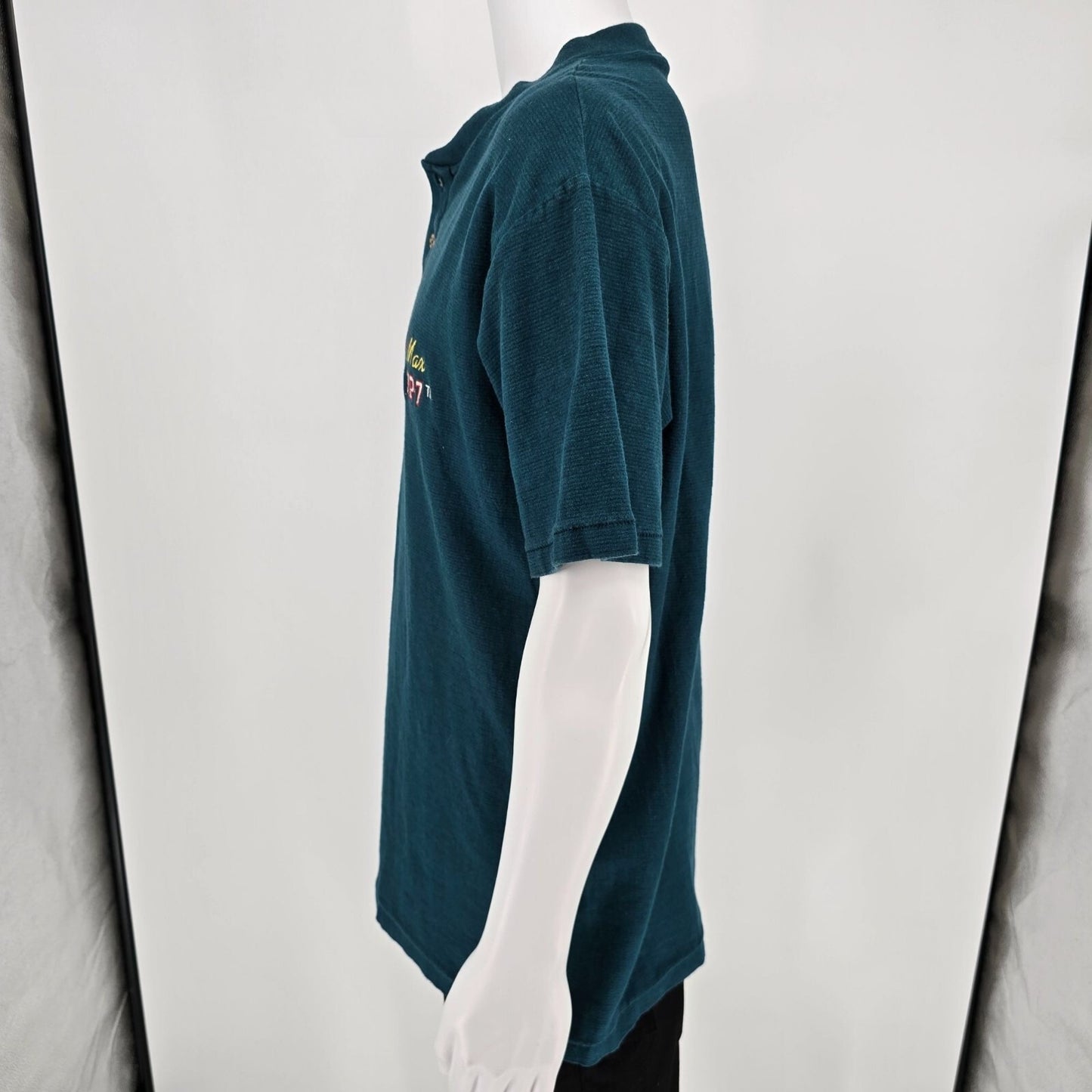Vintage 1990s Oneita Heavyweight Max Team MP-7 Embroidered Henley T-Shirt (L/XL)