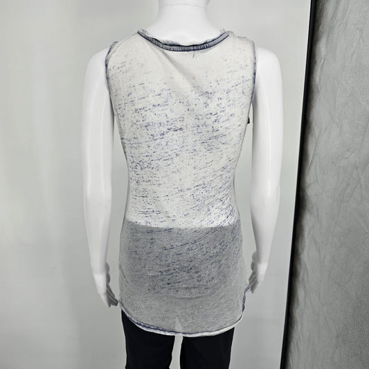 Distressed 2010s Women's Sheer Devoré Burnout Longline Pocket Tank Top (M)