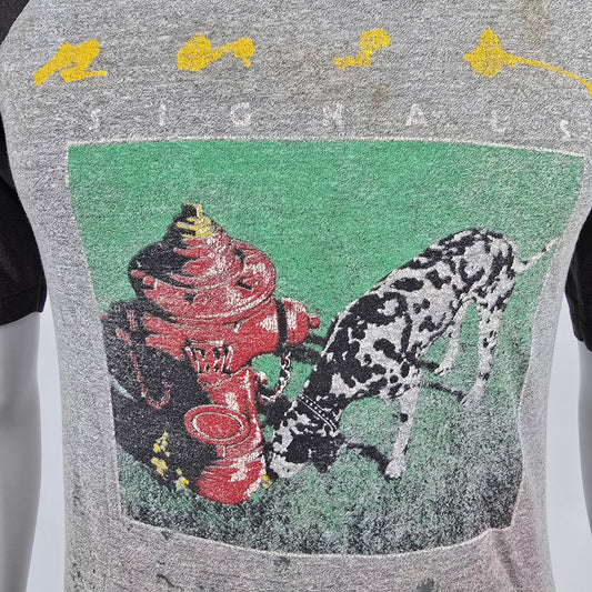 Thrashed Vintage 1980s Rush Signals World Tour '82-83 Raglan Concert T-Shirt (S)