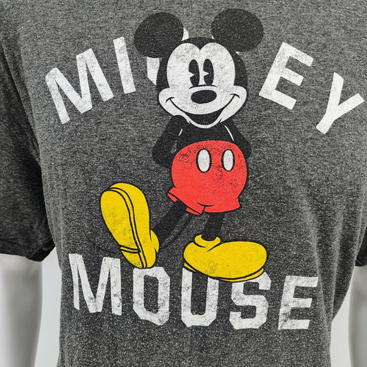 Disney Classic Mickey Mouse Gray Graphic T-Shirt (2XL)