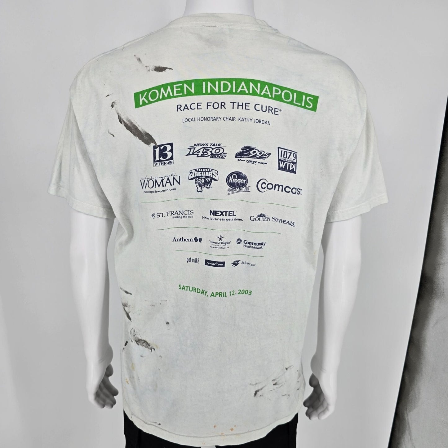 Vintage Thrashed 2003 Susan G. Komen Race for the Cure Indianapolis T-Shirt (L)
