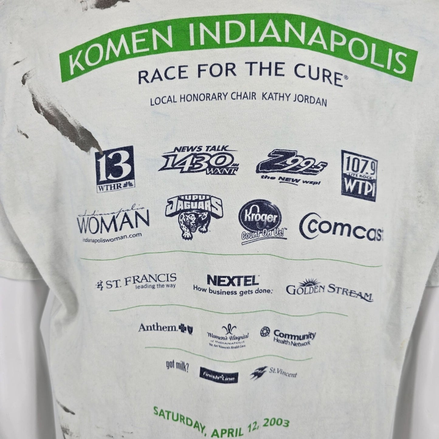 Vintage Thrashed 2003 Susan G. Komen Race for the Cure Indianapolis T-Shirt (L)