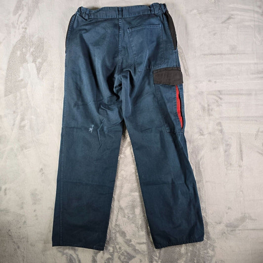 Vintage 1990s French Workwear Stretch Waistband Blue Utility Cargo Pants (29x29)