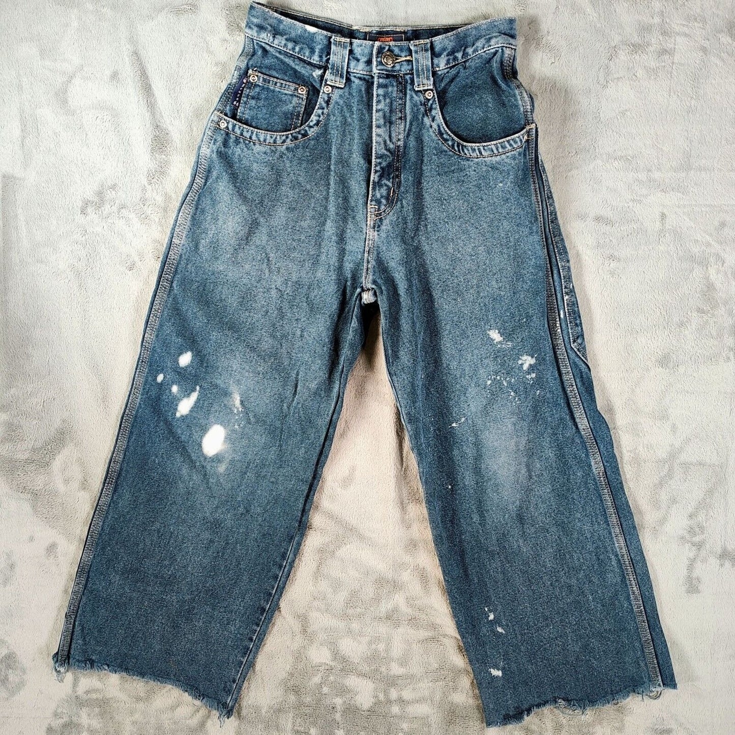 Vintage Y2K Route 66 Girl's High-Waisted Distressed Wide-Leg Jeans (Size 12)