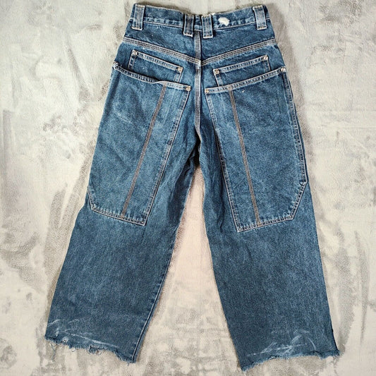 Vintage Y2K Route 66 Girl's High-Waisted Distressed Wide-Leg Jeans (Size 12)