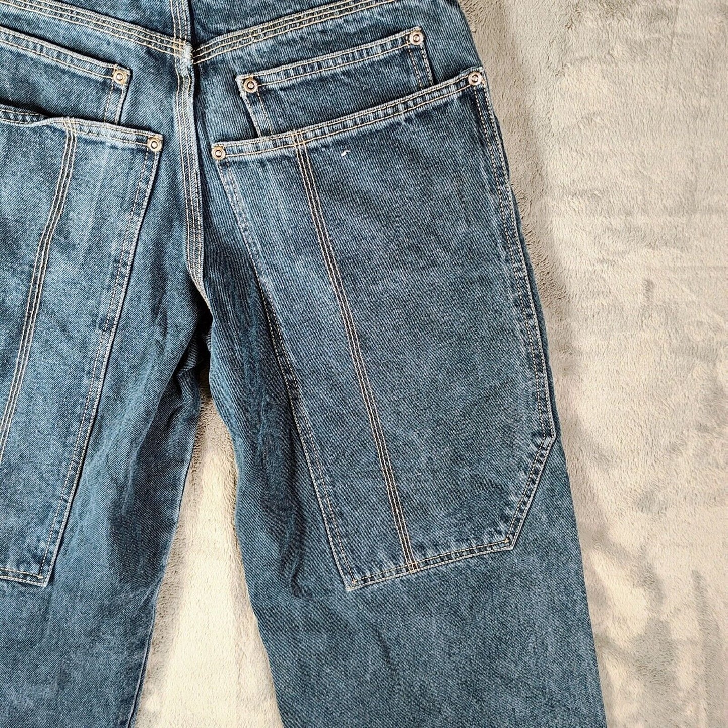 Vintage Y2K Route 66 Girl's High-Waisted Distressed Wide-Leg Jeans (Size 12)
