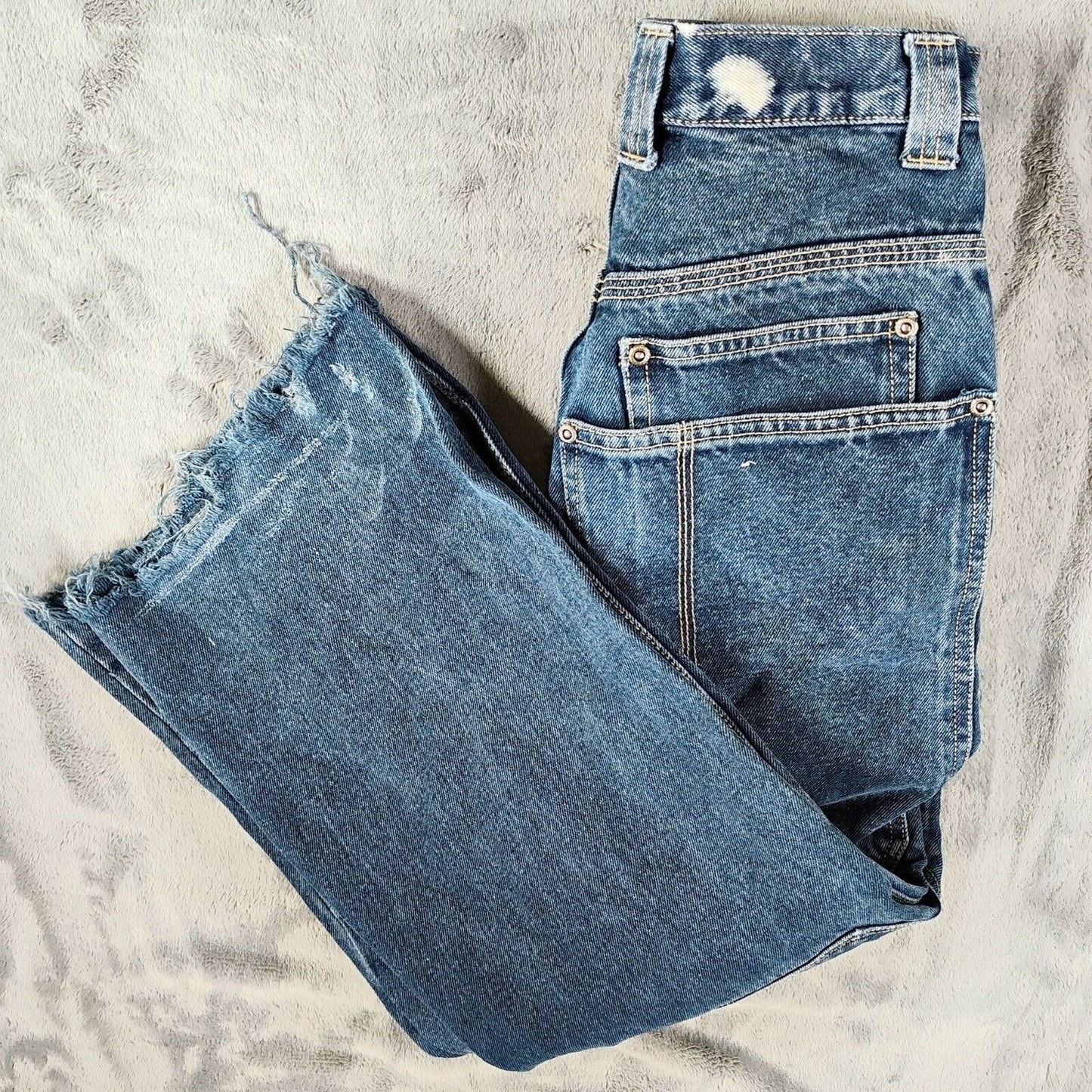 Vintage Y2K Route 66 Girl's High-Waisted Distressed Wide-Leg Jeans (Size 12)