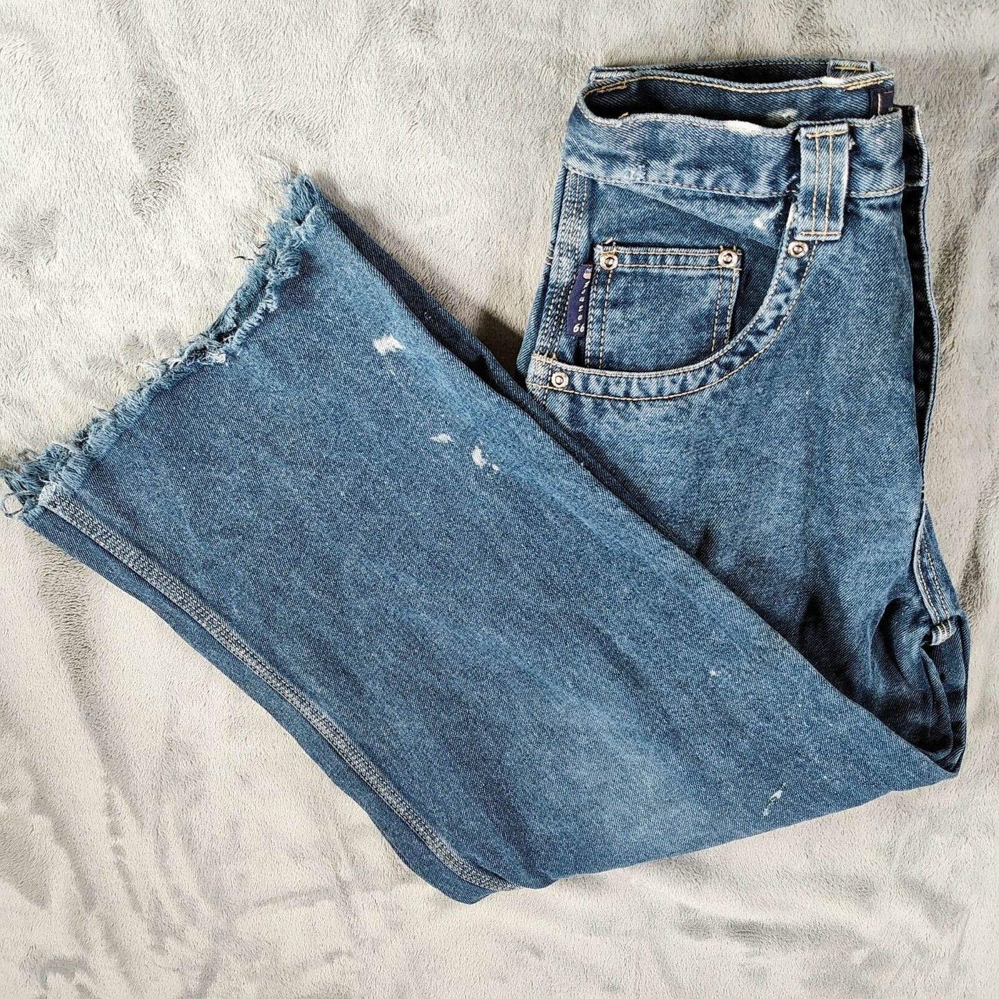 Vintage Y2K Route 66 Girl's High-Waisted Distressed Wide-Leg Jeans (Size 12)