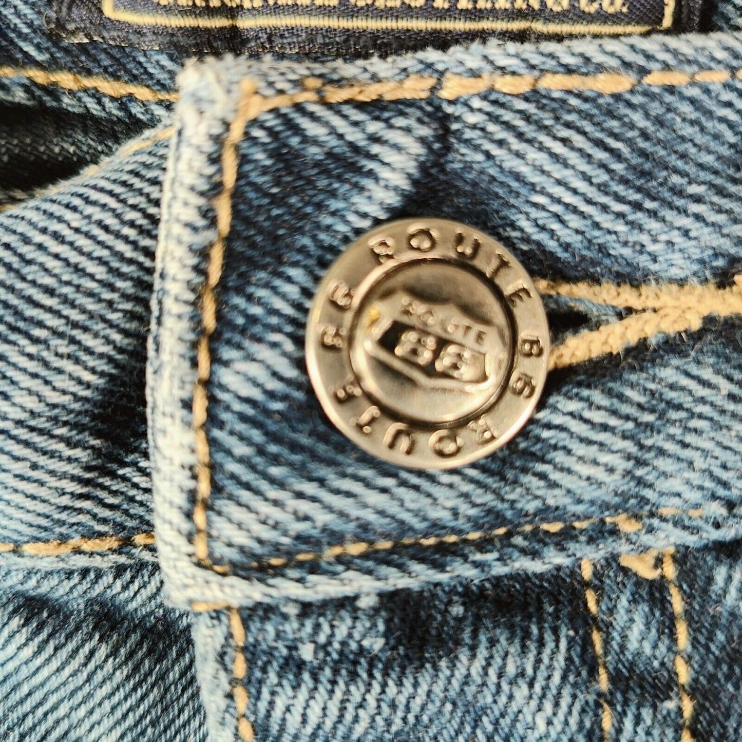 Vintage Y2K Route 66 Girl's High-Waisted Distressed Wide-Leg Jeans (Size 12)