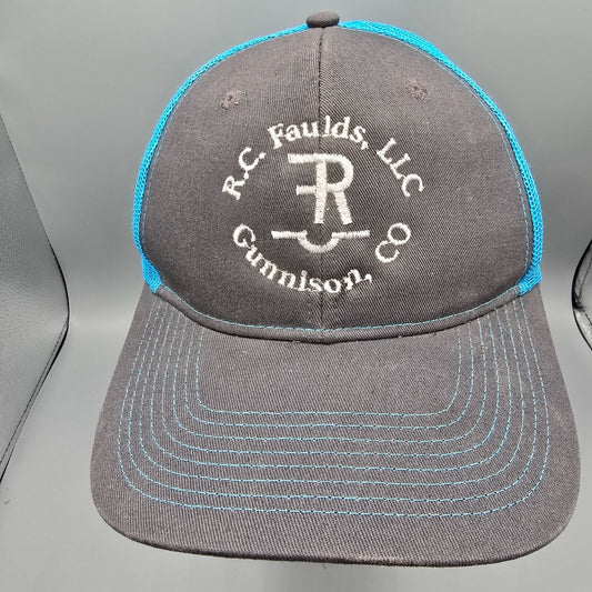 R.C. Faulds, LLC Gunnison Colorado Saddlery Blue & Gray Snapback Trucker Hat