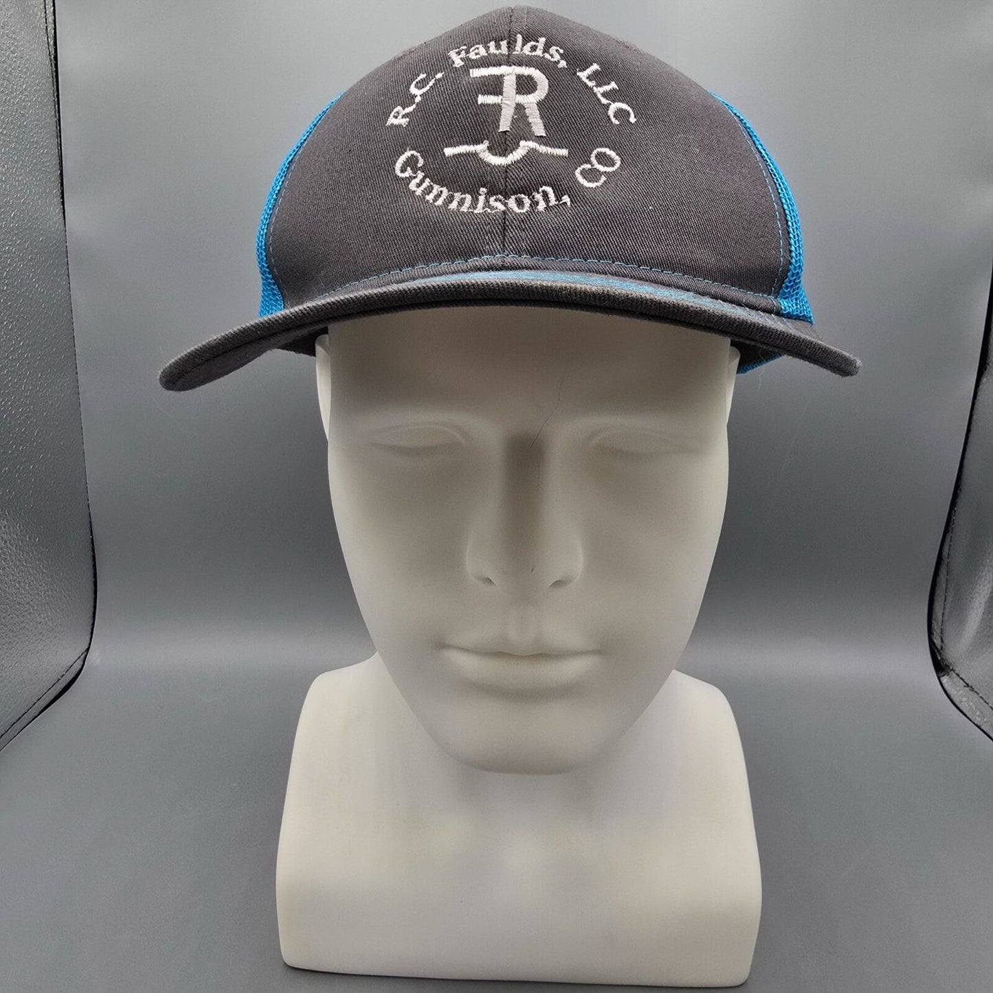 R.C. Faulds, LLC Gunnison Colorado Saddlery Blue & Gray Snapback Trucker Hat